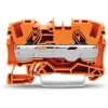 Wago 2006-1202 2 vezetékes átmenő sorkapocs, 6 mm², Push-in CAGE CLAMP®, DIN 35 x 15 és 35 x 7,5 sínhez, oldalsó és középső jelölés, Ex e II alkalmazásokhoz, narancssárga