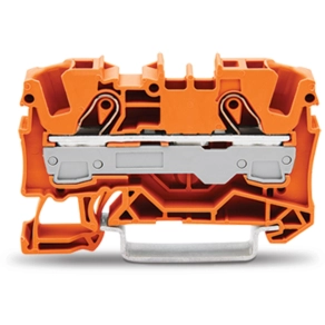 Wago 2006-1202 2 vezetékes átmenő sorkapocs, 6 mm², Push-in CAGE CLAMP®, DIN 35 x 15 és 35 x 7,5 sínhez, oldalsó és középső jelölés, Ex e II alkalmazásokhoz, narancssárga