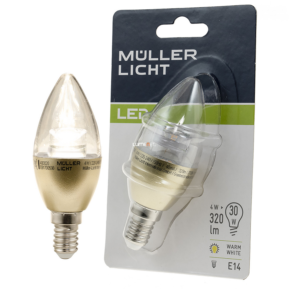Müller Licht E14 arany színű dekor LED 4W 320lm melegfehér - 30W izzó helyett