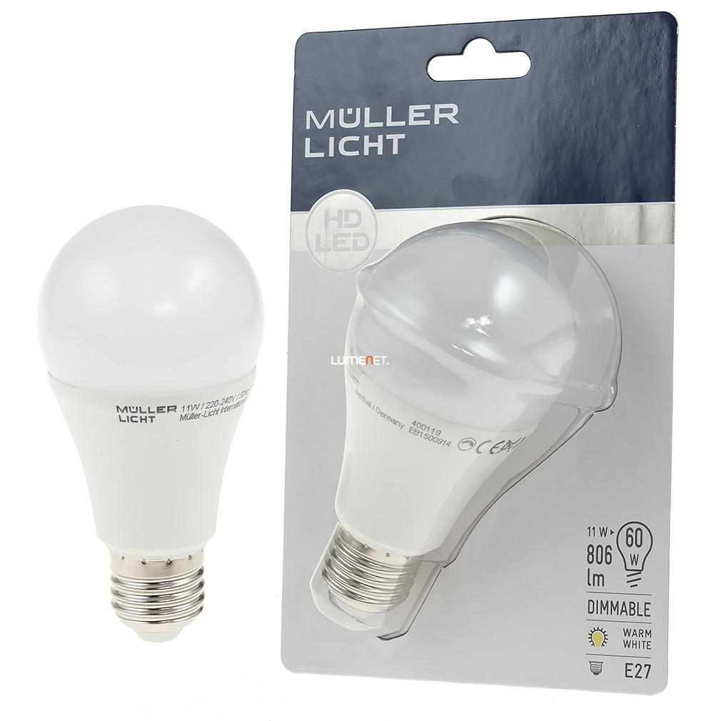 Müller Licht Premium HD-LED 11W 806lm E27 melegfehér szabályozható LED