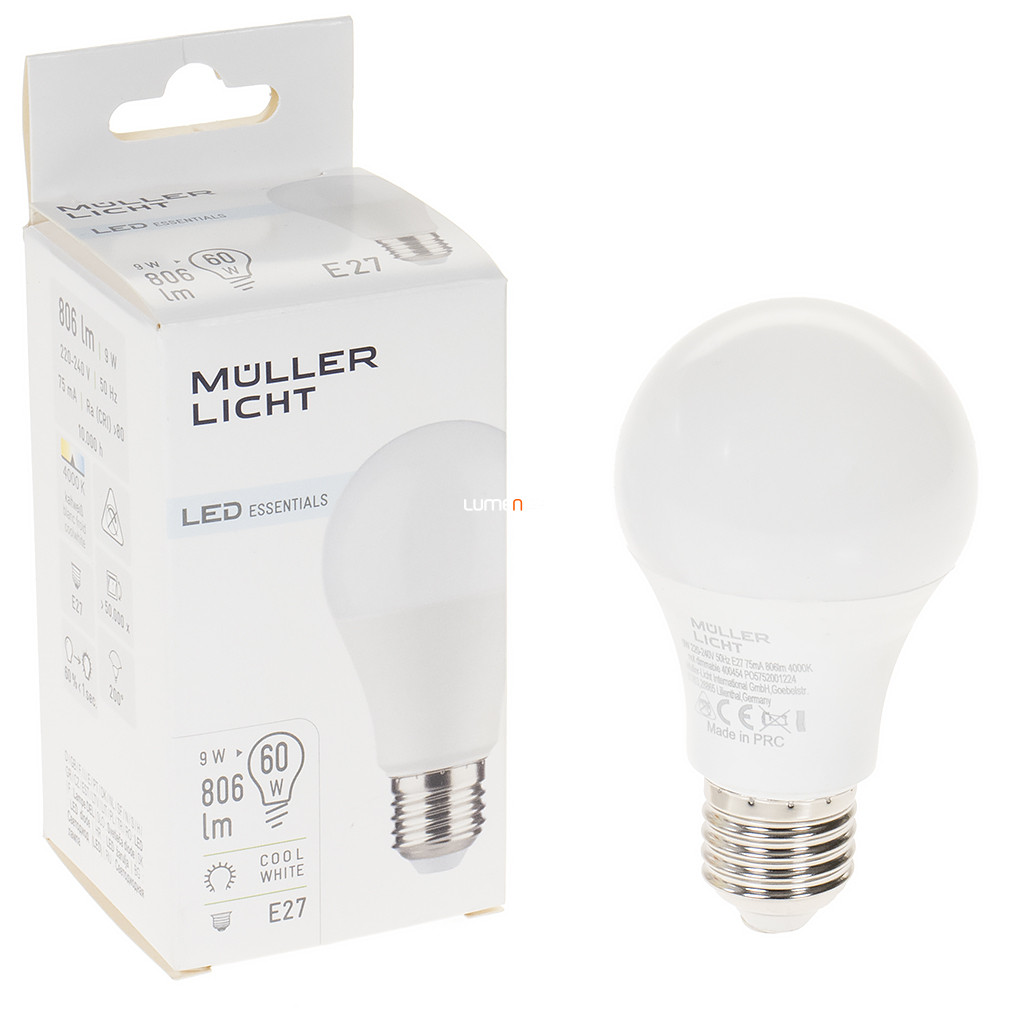 Müller Licht E27 LED 9W 806lm 4000K 200° - 60W izzó kiváltására