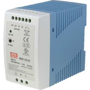   Mini kapcsolóüzemű tápegység, DIN sínre Vin:85-264 VAC/120-370 VDC, Vout: 24 VDC (0-4A), P:100 W Mean Well MDR-100-24