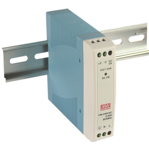   Mini kapcsolóüzemű tápegység, DIN sínre Vin: 85-264 VAC/120-370 VDC, Vout: 5 VDC (0-2A), P: 10 W Mean Well MDR-10-5