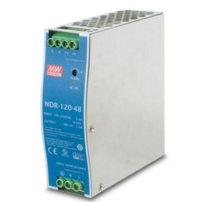   Kapcsolóüzemű tápegység, DIN sínre Vin: 90-264 VAC/120-370 VDC, Vout: 48 VDC (0-2,5A), P: 120 W Mean Well NDR-120-48