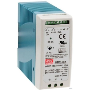   Kétkimenetes sínre pattintható tápegység és akkumulátor töltő, DRC-60A