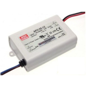  Egykimenetes Mean Well LED tápegység,  APV-35-12, Vin: 90-264 VAC/127-370 VDC, Vout: 12 VDC / 0-3 A, P: 36 W
