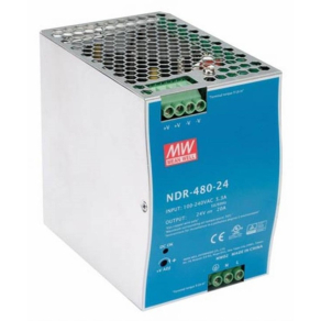   Kapcsolóüzemű tápegység, DIN sínre Vin: 90-264 VAC/120-370 VDC, Vout: 24 VDC (0-20A), P: 480 W Mean Well NDR-480-24