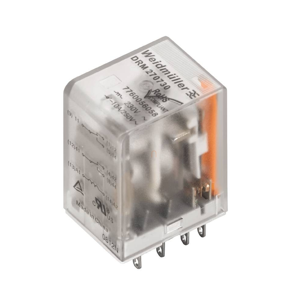 DRM2700 24VDC 2CO LD 10A AgNi 2 morzés relé, LED-es, 24V DC 7760056077 Weidmüller