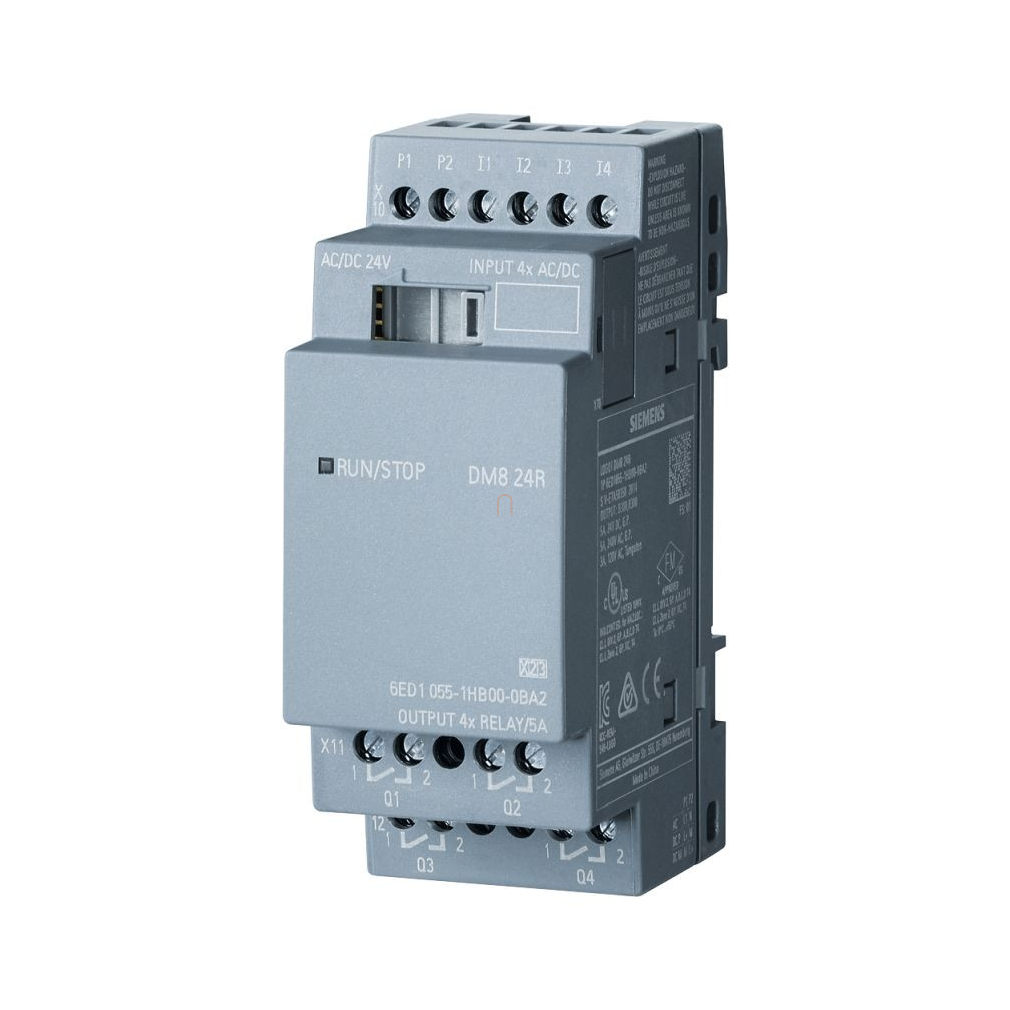 Siemens 6ED1055-1HB00-0BA2 LOGO! DM8 24R, (24VAC/DC), 4DI / 4DO (relés, 5A)