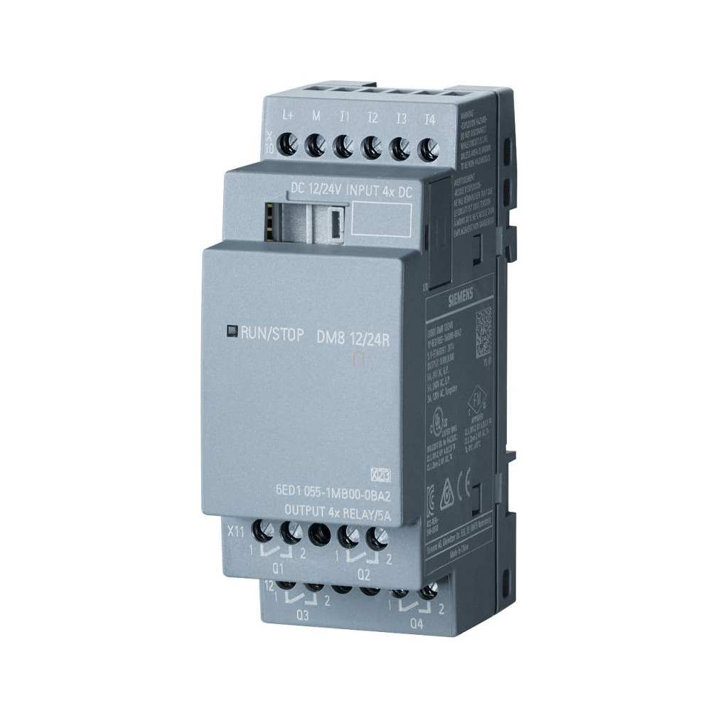 Siemens 6ED1055-1MB00-0BA2 LOGO! DM8 12/24R, (12/24VDC), 4DI / 4DO (relés, 5A) [LOGO! 8-hoz]