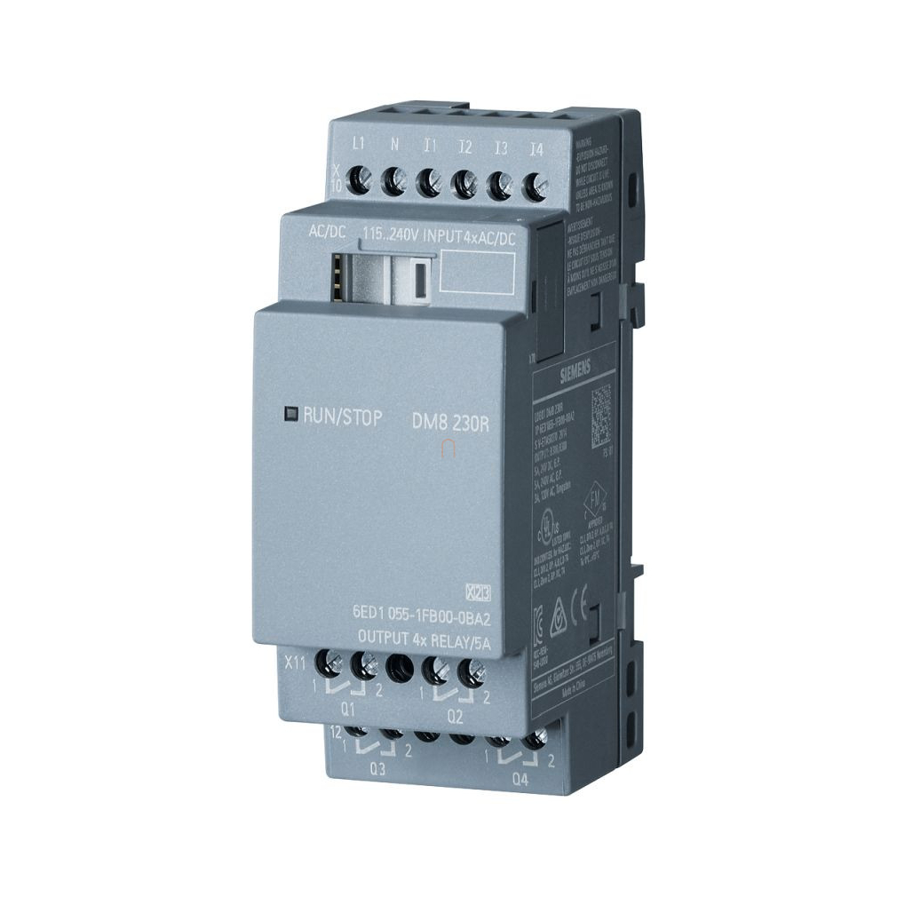 Siemens 6ED1055-1FB00-0BA2 LOGO! DM8 230R (115/230VAC/DC), 4DI / 4DO (relés, 5A), LOGO! 8-hoz