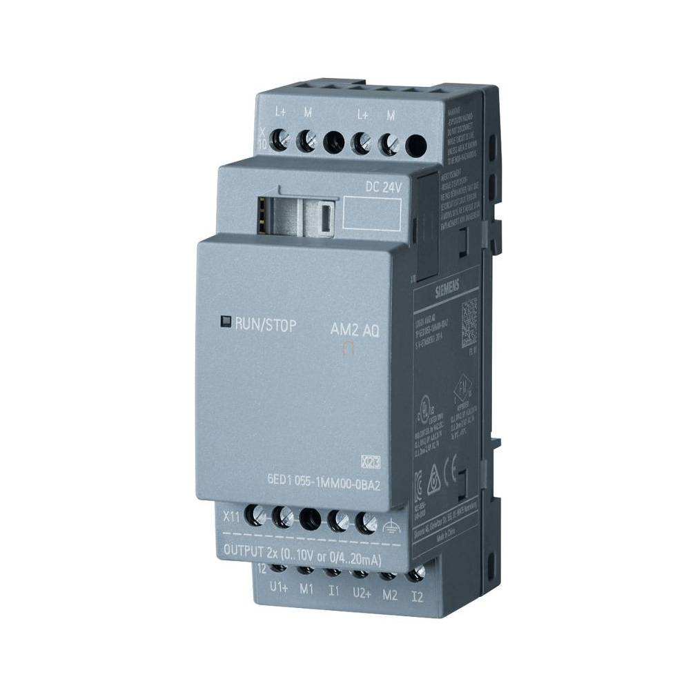 Siemens 6ED1055-1MM00-0BA2 LOGO! AM2 AQ, 2 analóg kimenet, (0-10V, 0/4-20mA), 10bit felbontás, [LOGO! 8-hoz]