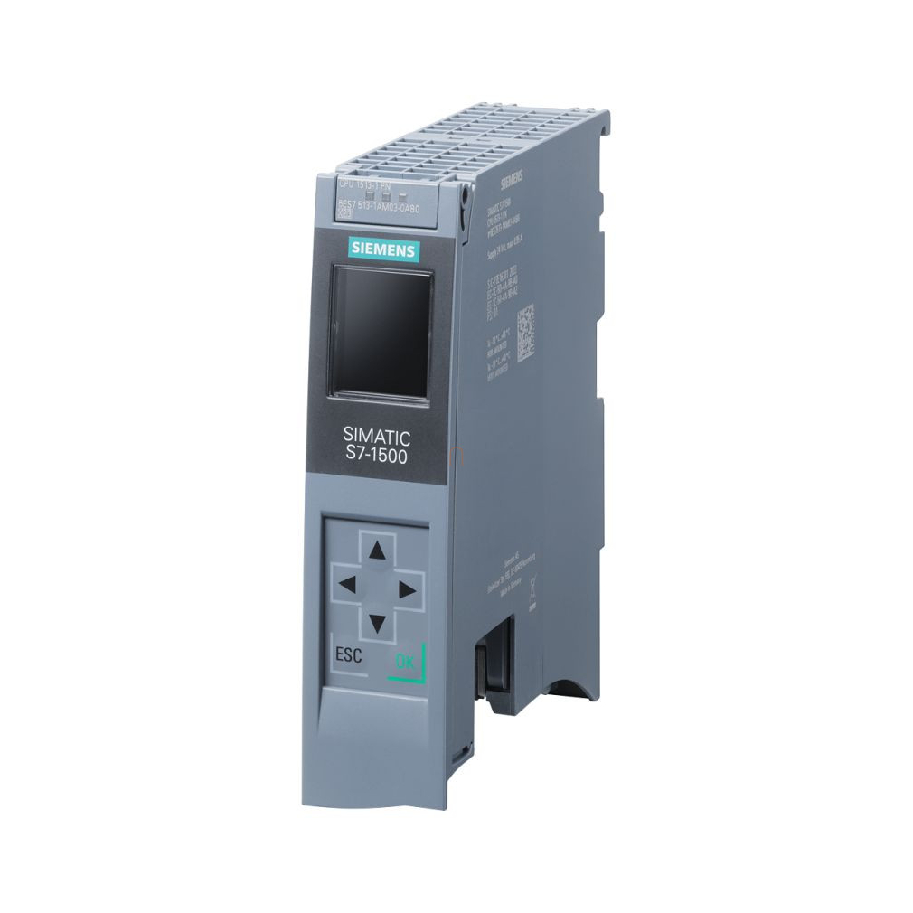 Siemens 6ES7513-1AM03-0AB0 CPU 1513-1 PN 600kb work, 2.5Mb adat memória, PROFINET IO IRT interface, Simatic memory card szükséges
