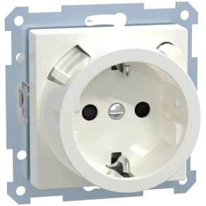   Schneider Merten 2P+F csatlakozóaljzat, biztonsági zsaluval, áramvédő-kapcsolóval, rugós, 16A, 30mA, System-M, polárfehér 233819