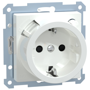   Schneider Merten 2P+F csatlakozóaljzat, biztonsági zsaluval, áramvédő-kapcsolóval, rugós, 16A, 30mA, System-M, aktívfehér 233825