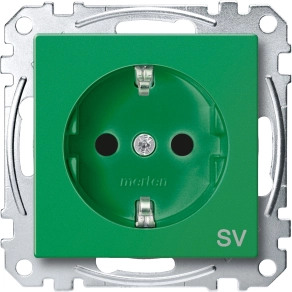 Schneider Merten 2P+F csatlakozóaljzat, biztonsági zsaluval, rugós, 16A, System-M, zöld MEG2300-0304