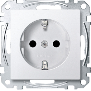   Schneider Merten 2P+F csatlakozóaljzat, biztonsági zsaluval, rugós, 16A, System-M, mattfehér MEG2300-0419