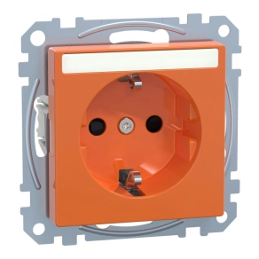   Schneider Electric Merten System-M - MEG2302-0302 - 2P+F csatlakozóaljzat, biztonsági zsaluval, feliratozható, rugós, 16A, narancs