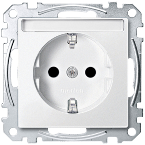   Schneider Merten 2P+F csatlakozóaljzat, biztonsági zsaluval, feliratozható, rugós, 16A, System-M, mattfehér MEG2302-0419