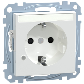   Schneider Merten 2P+F csatlakozóaljzat, biztonsági zsaluval, jelzőfénnyel, feliratozható, rugós, 16A, System-M, aktívfehér MEG2303-0325