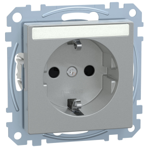   Schneider Merten 2P+F csatlakozóaljzat, biztonsági zsaluval, jelzőfénnyel, feliratozható, rugós, 16A, System-M, alumínium MEG2303-0460