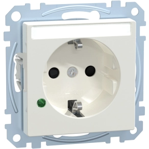   Schneider Merten 2P+F csatlakozóaljzat, biztonsági zsaluval, túlfesz-korlátozóval, feliratozható, rugós, 16A, System-M, polárfehér MEG2305-0319