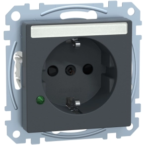   Schneider Merten 2P+F csatlakozóaljzat, biztonsági zsaluval, túlfesz-korlátozóval, feliratozható, rugós, 16A, System-M, antracit MEG2305-0414