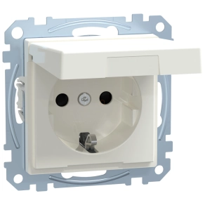   Schneider Merten 2P+F csatlakozóaljzat, biztonsági zsaluval, csapófedéllel, rugós, 16A, System-M, polárfehér MEG2310-0319