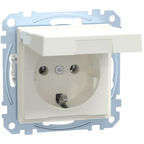   Schneider Merten 2P+F csatlakozóaljzat, csapófedéllel, rugós, 16A, System-M, mattfehér MEG2311-0419