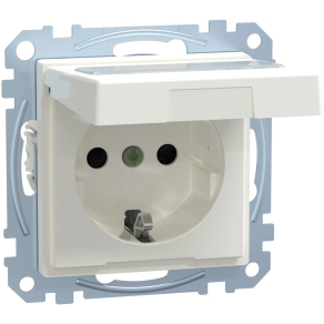   Schneider Merten 2P+F csatlakozóaljzat, biztonsági zsaluval, feliratozható csapófedéllel, rugós, 16A, System-M, polárfehér MEG2312-0319