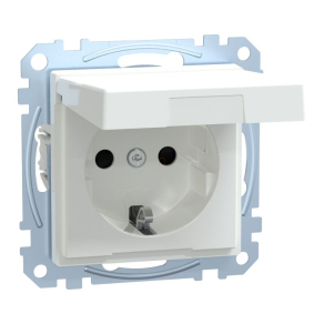   MERTEN 2P+F csatlakozóaljzat, biztonsági zsaluval, csapófedéllel, rugós, 16A, IP44, System-M, aktívfehér MEG2314-0325