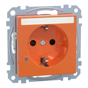  Schneider Electric Merten System-M - MEG2303-0302 - 2P+F csatlakozóaljzat, biztonsági zsaluval, jelzőfénnyel, feliratozható, rugós, 16A, narancs