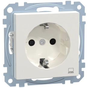   Schneider Merten 2P+F csatlakozóaljzat, biztonsági zsaluval, számítógép szimbólummal, rugós, 16A, System-M, polárfehér MEG2350-0319