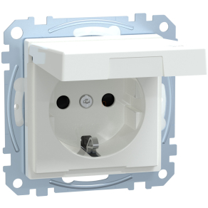   Schneider Merten 2P+F csatlakozóaljzat, biztonsági zsaluval, csapófedéllel, csavaros, 16A, IP44, System-M, aktívfehér MEG2414-0325
