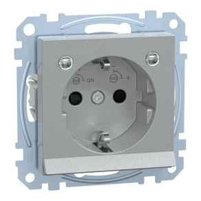   Schneider Merten 2P+F aljzat (GYV) biztonsági zsalus, LED világítással, rugós bekötés, 16A, System-M, alumínium MEG2304-0460