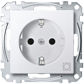   Schneider Merten 2P+F csatlakozóaljzat, biztonsági zsaluval, ruhaszárító gép szimbólummal, rugós, 16A, System-M, mattfehér MEG2351-0419