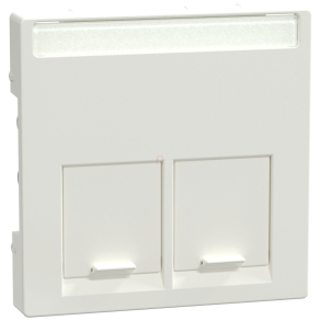   Schneider Merten Fedlap, 2xRJ45 aljzathoz, feliratozható, System-M, polárfehér MEG4574-0319