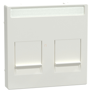   Schneider Merten Fedlap, 2xRJ45 moduláris betétekhez, feliratozható, System-M, polárfehér MEG4564-0319