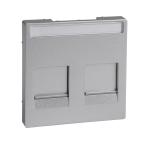   Schneider Electric Merten System-M - MEG4564-0460 fedlap, 2xRJ45 moduláris betétekhez, feliratozható, alumínium