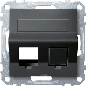   Schneider Merten 2xRJ45 adatpter, Lexcom betétekhez, feliratozható, System-M, antracit MEG4568-0414
