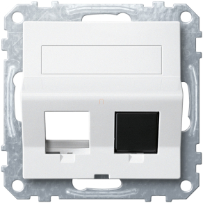   Schneider Merten 2xRJ45 adatpter, Lexcom betétekhez, feliratozható, System-M, mattfehér MEG4568-0419