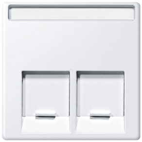   Schneider Merten Fedlap, 2xRJ45 aljzathoz, feliratozható, System-M, mattfehér MEG4574-0419
