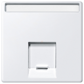   Schneider Merten Fedlap, 1xRJ45 aljzathoz, feliratozható, System-M, mattfehér MEG4573-0419