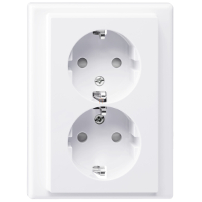   Schneider Merten 2x2P+F csatlakozóaljzat, biztonsági zsaluval, rugós, 16A, kerettel, System-M, aktívfehér MEG2420-1425