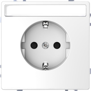   Schneider Electric Merten System Design - MEG2302-6035 - 2P+F csatlakozóaljzat biztonsági zsaluval, feliratozható, rugós, 16A, lótuszfehér