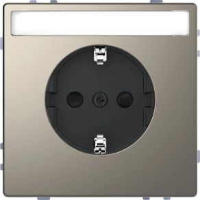   Schneider Electric Merten System Design - MEG2302-6050 - 2P+F csatlakozóaljzat biztonsági zsaluval, feliratozható, rugós, 16A, nikkel