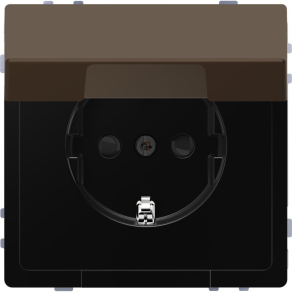   Schneider Electric Merten System Design - MEG2310-6052 - 2P+F csatlakozóaljzat biztonsági zsaluval, csapófedéllel, rugós, 16A, mokka