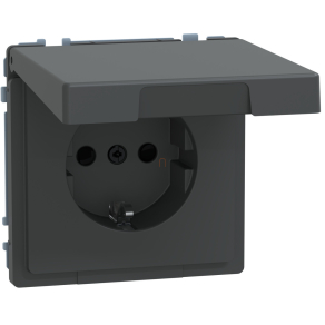   Schneider Electric Merten System Design - MEG2314-6034 - 2P+F csatlakozóaljzat biztonsági zsaluval, csapófedéllel, rugós, 16A, IP44, antracit