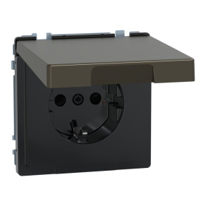   Schneider Electric Merten System Design - MEG2314-6052 - 2P+F csatlakozóaljzat biztonsági zsaluval, csapófedéllel, rugós, 16A, IP44, mokka