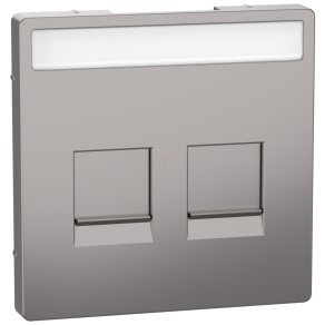   Schneider Electric Merten System Design - MEG4564-6050 - Fedlap 2xRJ45 moduláris betétekhez, feliratozható, nikkel